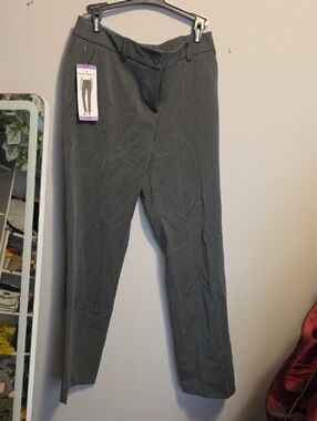 Hilary Radley Gray Straight-Leg Dress Trousers